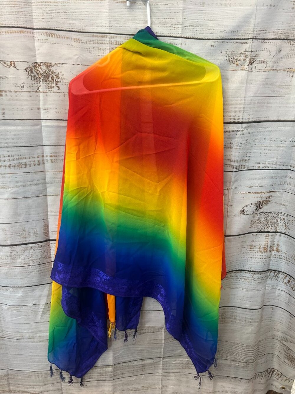 Rainbow Sarong Wrap Women's One Size Ombre Fringe Beachwear 42x68